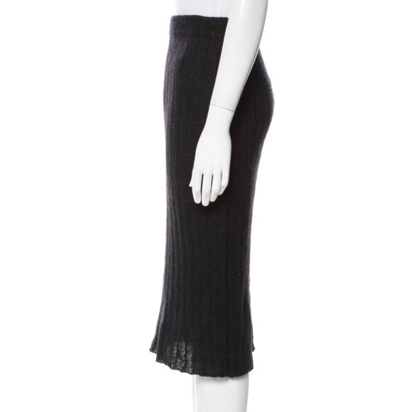 Vintage Y2K Calvin Klein Collection Black Ribbed Mohair Column Midi Skirt S - Picture 2 of 10